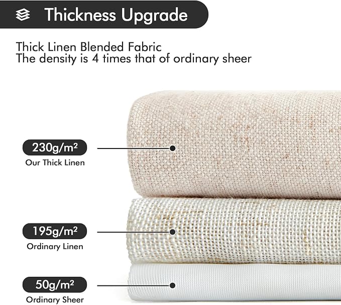 MIULEE Non-See-Through Privacy Linen Curtains 52Wx108L Inch Cream | 2 Panels, Light Filtering, Semi Sheer Window Curtains, Farmhouse Textured, Back Tab Drapes for Bedroom Living Room