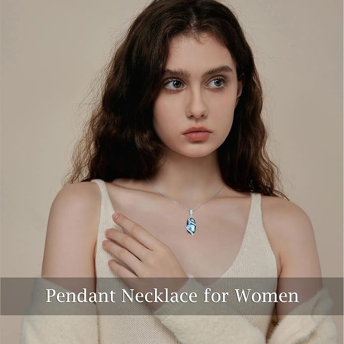 HPQQ Necklace for Women 925 Sterling Silver Dainty Gemstone Pendant Fine Jewelry Birthday Mothers Day Gifts for Mom Wife Her