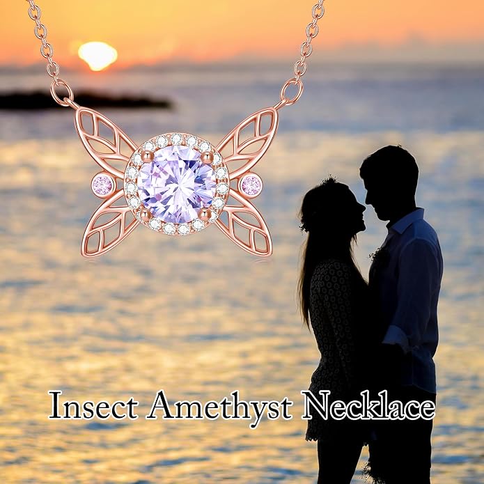 925 Sterling Silver Butterfly/Crescent/Witches Knot/Fleur-De-Lis/Thorny Crown Pendant Necklace Gold Plated Gemstone Birthday Gift for Wife Girlfriend Mom Daughter