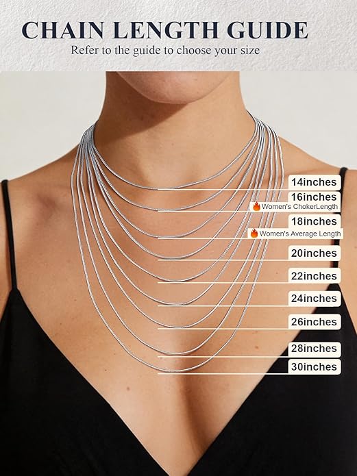 U7 Snake Necklace for Women 14K Gold Plated/Silver/Rose Gold/Black Chain Necklace Hypoallergenic, Stainless Steel Tiny Snake Chain Necklace 1/1.2/1.5/2MM, 14-30" Adjustable Minimalist Gift