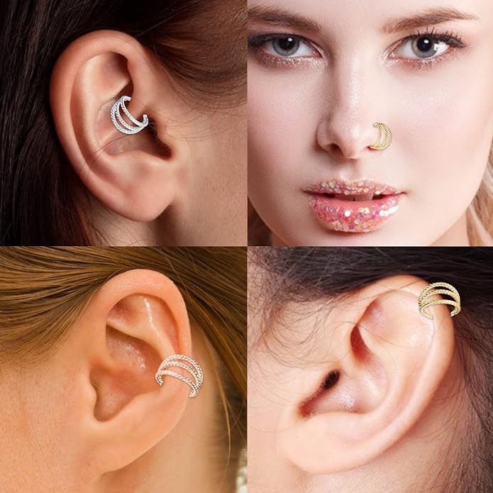316L Surgical Steel Septum Clicker Ring Nose Ring Hoop Sleeper Hoop Earring Helix Rook Conch Cartilage Daith Tragus Earrings Lobe Nose Piercing Jewelry for Women