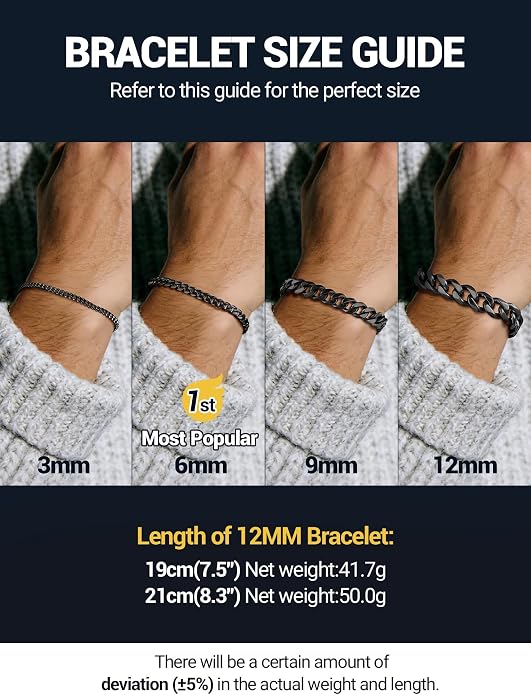 PROSTEEL Stainless Steel Bracelets for Men Women, Gold/Silver/Black, Cuban Link Bracelet Adjustable, Jewelry with Gift Box