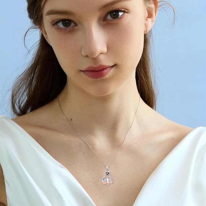 PROESS S925 Sterling Silver Daughter Heart Pendant Necklace from Dad Mom I Love You Forever Jewelry