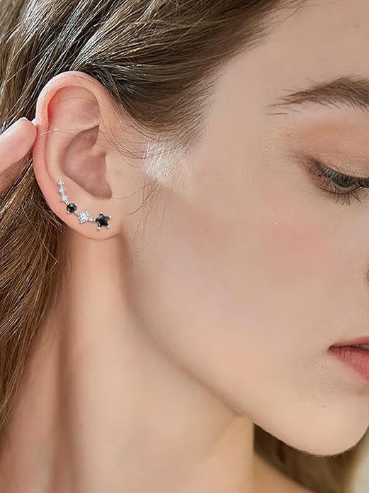 Dreamboat Star Ear Climbers Earrings for Women 925 Sterling Silver Star Ear Cuffs Crawler Earring Cubic Zirconia Climbing Jewelry Wedding Birthday Gifts