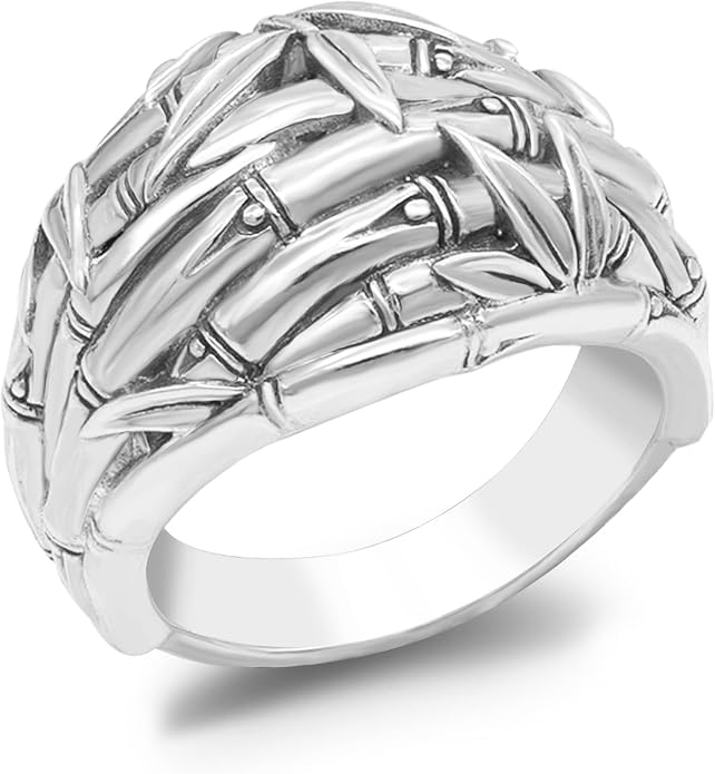 DEVATA Gold or Rhodium Plated Sterling Silver 925 – Eternity, Band Ring for Women – Heart, Knot, Clover, Infinity, Mariner, Cable, Curb, Cuban, Figaro, Daisy, Rope, Ribbed, Dome