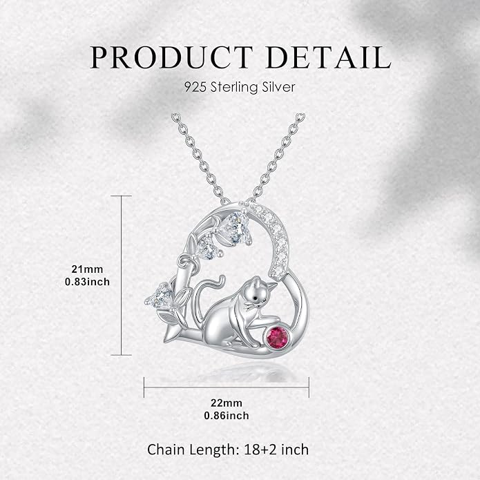 PELOVNY Teddy Bear Necklace for Women 925 Sterling Silver Bear/Highland Cow/Fox/Cat/Axolotl Birthstone Necklace Christmas Birthday Jewelry Gifts for Mom Daughter Wife Sister