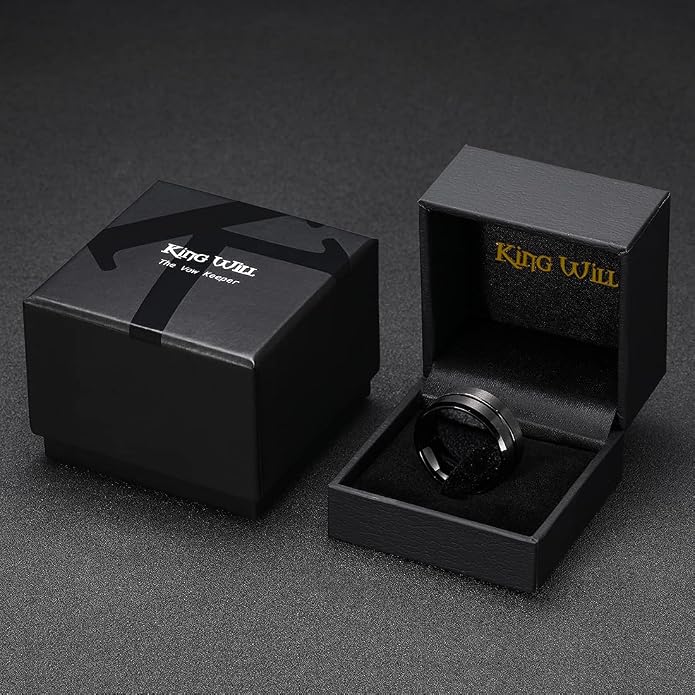 King Will Tungsten Carbide Wedding Band for Men Women-6/8/10mm Width Multicolor Available with Grooved Center Wedding Ring Suitable for Work, Gym Comfort Fit Size 4-16