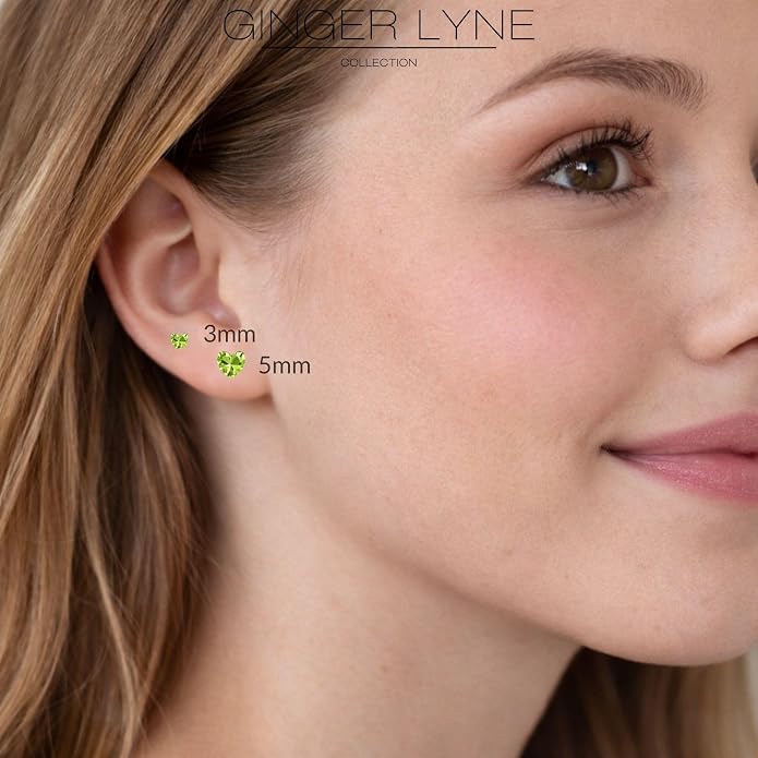 Titanium Heart CZ Labret Stud Earrings for Piercings by Ginger Lyne 6Pc Set G23 Screw Front Flat Back Body Jewelry 2 pair post 6mm, 8mm Cartilage, Helix, Tragus, Lip, Conch, Lobe