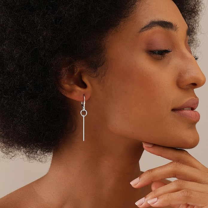 LeCalla 925 Sterling Silver Teardrop Dangle Earrings for Women | Lightweight Vertical Drop Dangle Earrings | Minimalist Dangling Earring Jewelry Gifts for Women