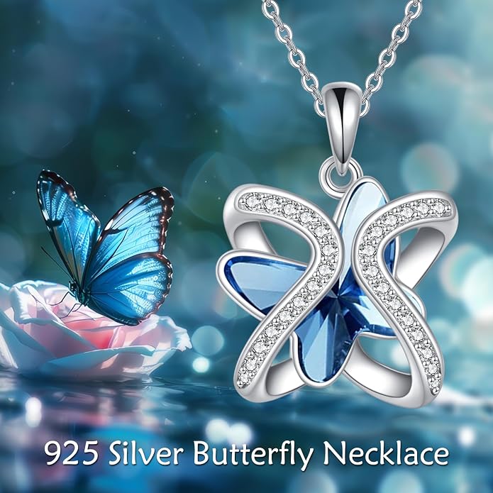 Crystal Necklace 925 Sterling Silver Crystal Pendant Necklace for Women Gift for Women