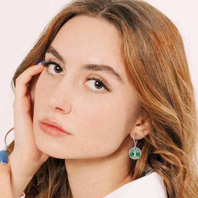 Tree of Life/Cat/Turtle/Butterfly/Flower/Celtic/Turquoise/Moonstone Dangle Earrings for Women Sterling Silver Cute Animals Drop Earrings Jewelry Gifts