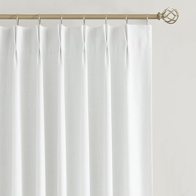 Vision Home White Pinch Pleated Full Blackout Curtains Thermal Insulated Window Curtains 63 inch for Living Room Bedroom Room Darkening Pinch Pleat Drapes with Hooks Back Tab 2 Panel 40" Wx63 L