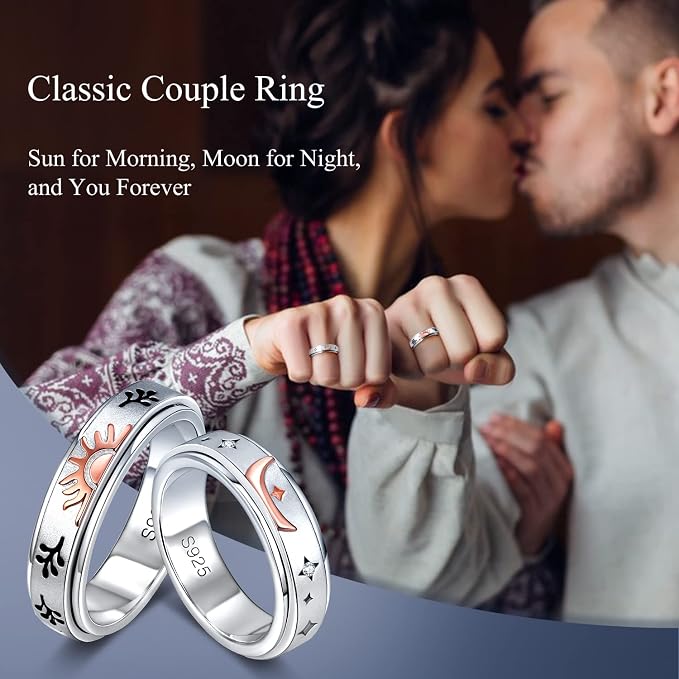 Fidget Ring Spinner Ring for Anxiety Women Men Daughter Real S925 Sterling Silver Fidget Ring