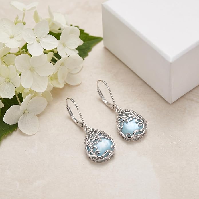 Teardrop Tree of Life/Filigree Earrings for Women Dangle Leverback Earrings Jewelry Gift Anniversary For Her