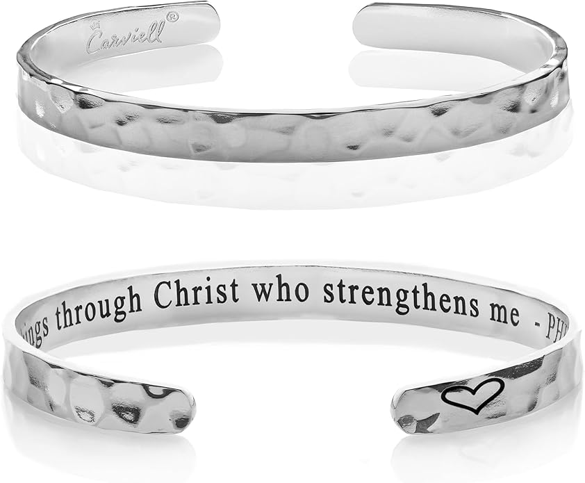 Carviell Bracelet - Gifts for Women – Inspirational, Friendship, Love, Mom, Daughter, Sister, Christian, Graduation, Memorial & Wedding Gifts – 100+ Phrases – Stainless Steel, Gift-Ready