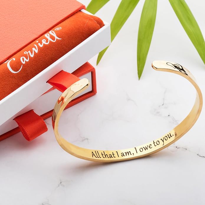 Carviell Bracelet - Gifts for Women – Inspirational, Friendship, Love, Mom, Daughter, Sister, Christian, Graduation, Memorial & Wedding Gifts – 100+ Phrases – Stainless Steel, Gift-Ready