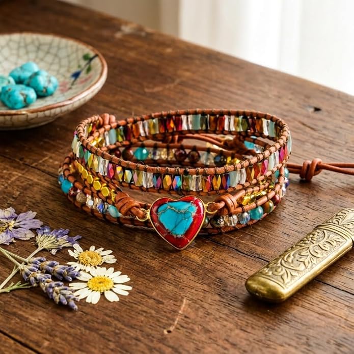 YGLINE Natural Stone Bracelet 3 Wraps Bracelet Handmade Boho Bracelet for Women Bracelet