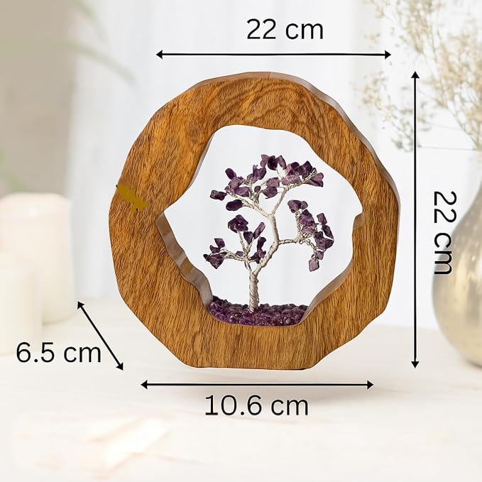RITUALISTIC Amethyst Crystal Tree of Life in Wooden Ring - Spiritual Gift for Energy Flow & Chakra Healing, Gemstone Bonsai Tree, Home Decor, Wealth & Luck|Perfect for Gift with Valentine's Day Gifts