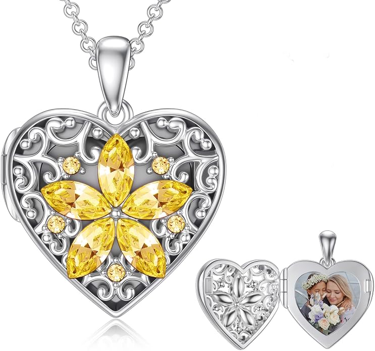 Dorunmo Personalized Locket Necklace 925 Sterling Silver that Holds Pictures Butterfly Birthstone Photo Heart Locket Custom Jewelry Congratulations New Beginnings New Job Gifts for Women