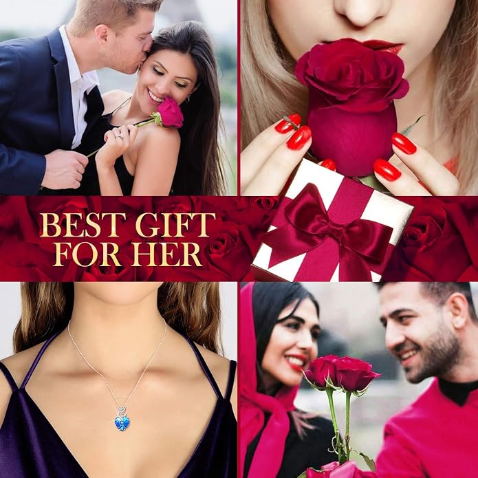 14K White Gold Plated Heart Crystal Necklace for Women, Gift Packaging Included for Your Special Her, Hypoallergenic for Sensitive Skin