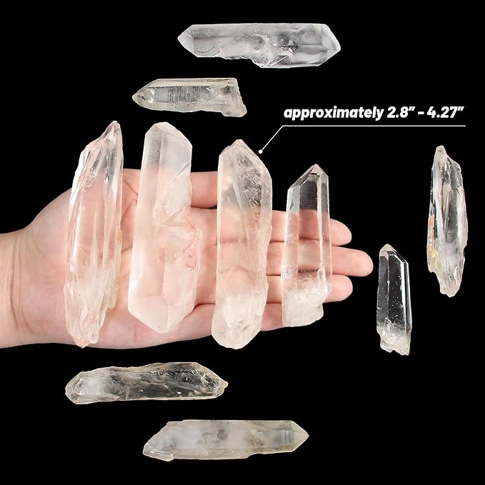 1.1lb Large Raw Clear Quartz Points, Bulk Natural Clear Quartz Crystals - Rough High Energy Quartz Crystal for Cabbing, Decoration, Polishing, Wire Wrapping, Wicca & Reiki Crystal Healing