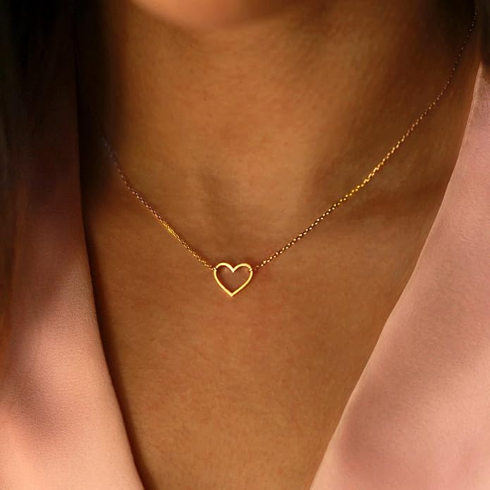 Collner 14K Gold Heart Pendant Necklace for Women Dainty Star Necklace Tiny Evil Eye Choker Necklace Boho Crescent Moon Necklace Minimalist Jewelry