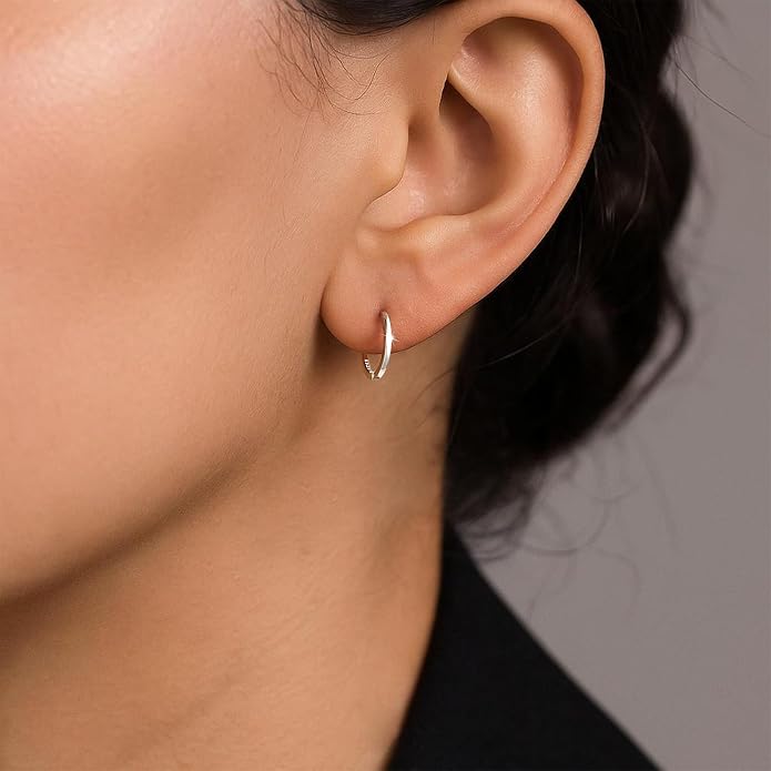 MOODEAR 925 Sterling Silver Hoop Earrings - Small Huggie Earrings for Women, Hypoallergenic Trendy Cartilage Silver Earrings, Lightweight Jewelry Gifts