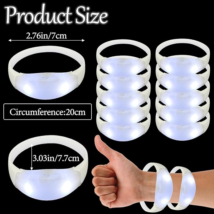 100 Pcs Sound Activated LED Glow Bracelets Light Up Bracelets for Adults Glow in the Dark Neon Birthday Party Favors