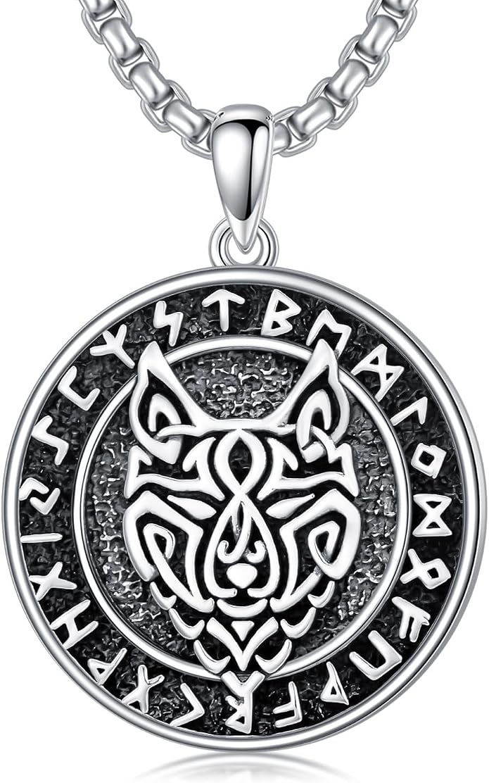 Viking Necklace for Men Women 925 Sterling Silver Norse Jewelry Fathers Mothers Day Anniversary Birthday Gifts for Mom Dad Husband Brother (with Gift Box)