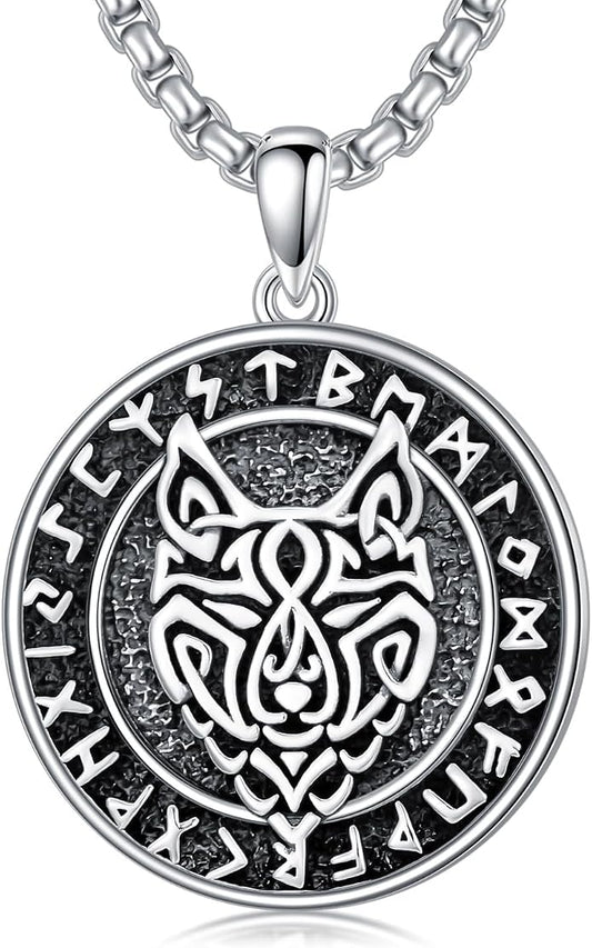 Viking Necklace for Men Women 925 Sterling Silver Norse Jewelry Fathers Mothers Day Anniversary Birthday Gifts for Mom Dad Husband Brother (with Gift Box)