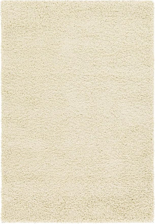 Unique Loom Solid Shag Collection Area Rug (4' 1" x 6' 1" Rectangle, Pure Ivory)