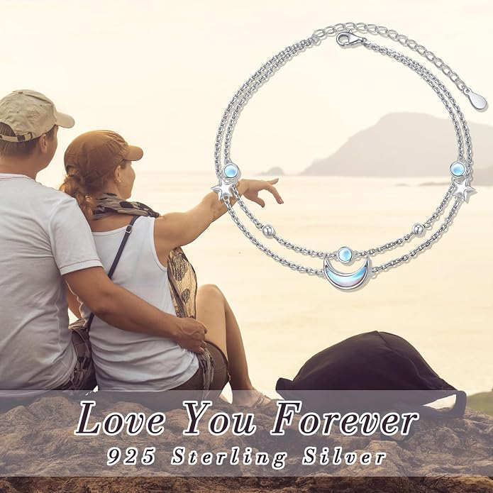 Anklets for Women 925 Sterling Silver Blue Evil Eye Infinity Butterfly Adjustable Multilayer Layered Summer Beach Ankle Bracelet Foot Chain Jewelry for Women