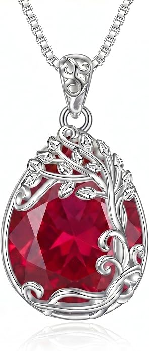 Teardrop Moonstone Necklace for Women Tree of Life/Filigree Birthstone Pendant Necklace Jewelry