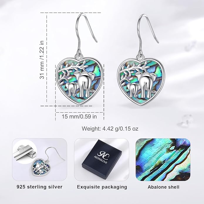 AEONSLOVE Elephant Sterling Silver Earrings, Elephant Jewelry for Women, Mother's Day Gift