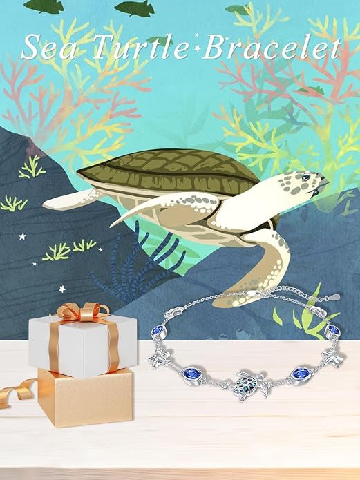 Ankle/Bracelet for Women Sterling Silver Sea Turtle/Butterfly/Mustard Seed/Sister/Sunflower/Elephant Gifts for Birthday Summer Beach Jewelry for Mom Wife Daughter Friend
