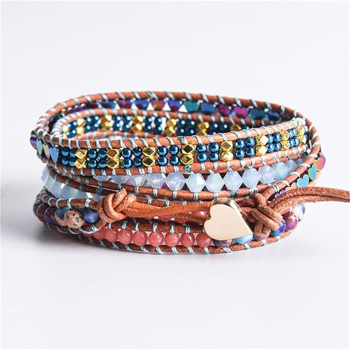 YGLINE Natural Stone Bracelet 3 Wraps Bracelet Handmade Boho Bracelet for Women Bracelet