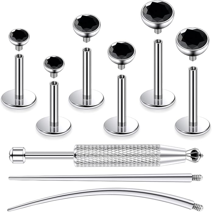 Jenxnjsjo F136 Titanium 20/18/16g Earrings Nose Lip Rings Studs Labret Medusa Tragus Helix Conch Cartilage Piercing Jewelry for Women