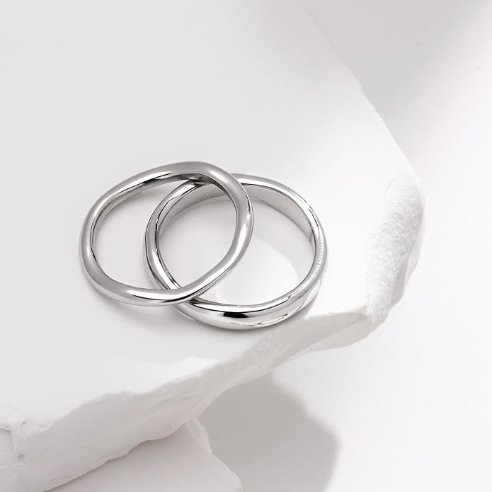 Gold Rings for Women Men Non Tarnish, Waterproof Chunky 14K Gold Plated Dainty Stackable Rings Trendy Statement Pinky Thumb Rings Engagement Eternity Wedding Band Ring Stacking Gold Jewelry Size 3 4 5 6 7 8 9 10 11