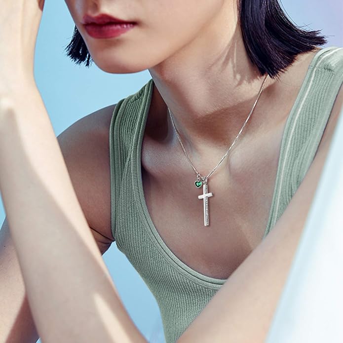 POPLYKE Cross Necklace 925 Sterling Silver Philippians 4:13 I Can Do All The Things Inspirational Necklace Gifts for Women Men 20+2''