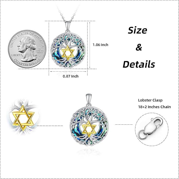 Tree of Life Thor Hammer Pendant Necklace for Women Sterling Silver S925 Jewelry for Women US1