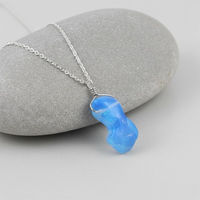 Natural Gemstone Pendant Necklace for Women Handmade Birthstone Healing Crystal Jewelry Chain 20" Stone Birthday Christmas Wedding Gifts for Her