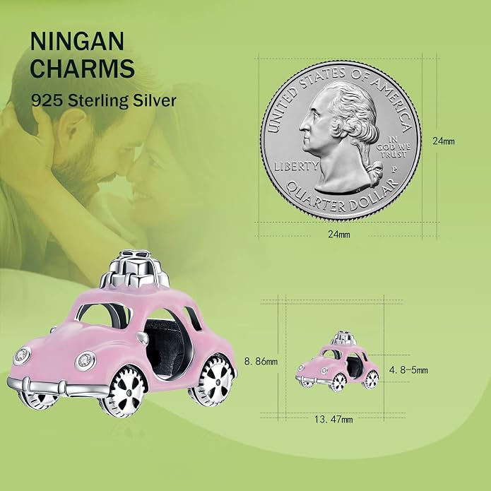 NINGAN 925 Sterling Silver Charm Golden Love Charm Buckle Safety Chain Travel Bead Firefly Dragonfly Pendant, Suitable for Women Bracelet and Necklace as Gift from Mom and Friends