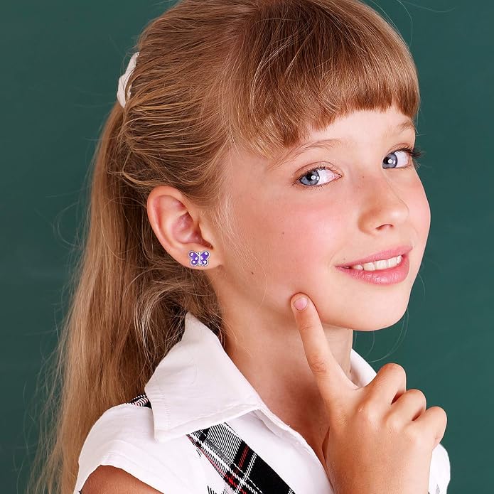33 Pairs Stainless Steel Cartoon Earrings for Girls - Hypoallergenic Colorful Stud Earing Set, Mix & Match Cute Earring for Teens, Kids, Doll Dressup Accessories