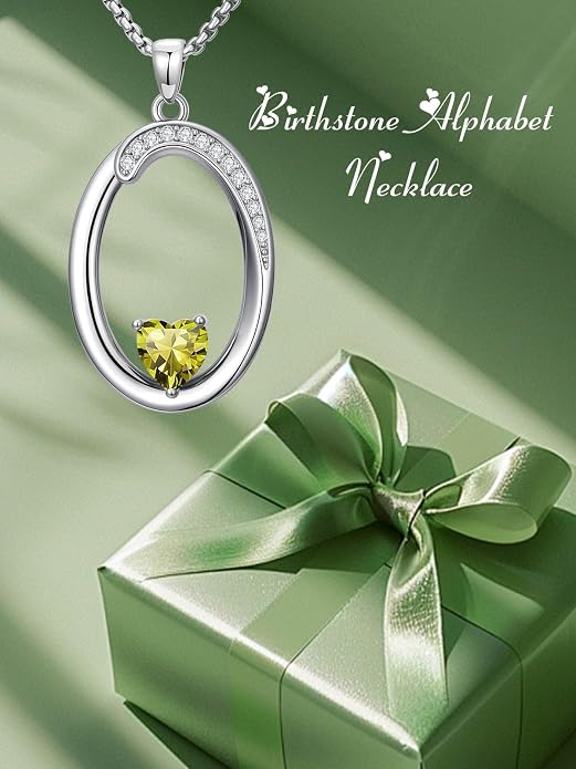 Birthday Gifts for Women Alphabet A to Z Initial Birthstone Pendant Necklaces for Women - 18k White Gold Plated Personalized Name Jewelry Anniversary Graduation Gifts for Wife Her Daughter Girlfriend(with Gift Box)