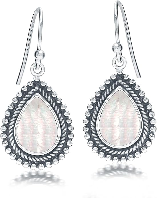 Charmsy 925 Sterling Silver Light-Weight Antique Filigree Teardrop Drop Earrings for Women