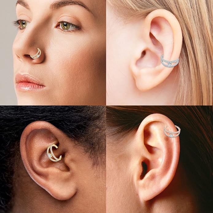 316L Surgical Steel Septum Clicker Ring Nose Ring Hoop Sleeper Hoop Earring Helix Rook Conch Cartilage Daith Tragus Earrings Lobe Nose Piercing Jewelry for Women