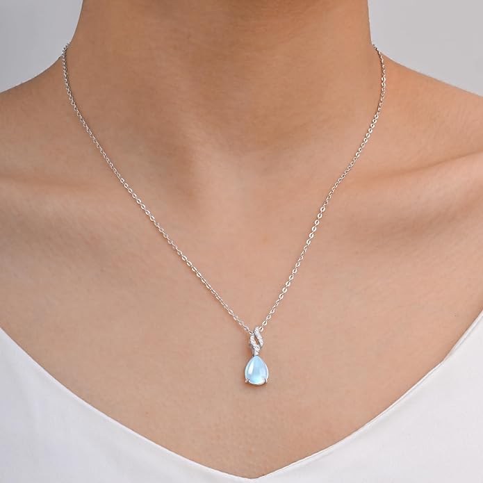 925 Sterling Silver Moonstone Necklace New Beginnings, Graduation Gifts, Created Moonstone Jewelry June Birthstone Necklace for Women, Inspirational Birthday Graduation Gifts for Friend Sister Daughter Mom