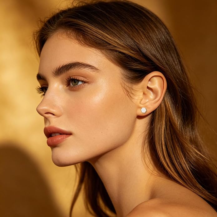 JMLOON 12 Pairs Enamel Flat Back Stud Earrings Surgical Stainless Steel Round Heart Star Square Hexagon Screw Back Stud Earrings