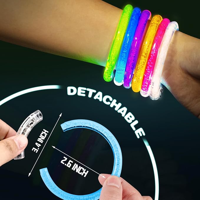 200 Pcs Glow Bracelets, Led Bracelet Glow in the Dark Party Supplies, Rave Trinkets, 6 Colors Light Up Bracelets Bulk with 3 Flashing Modes,Party Favors for Kids & Adults Birthday, New Year, Concert