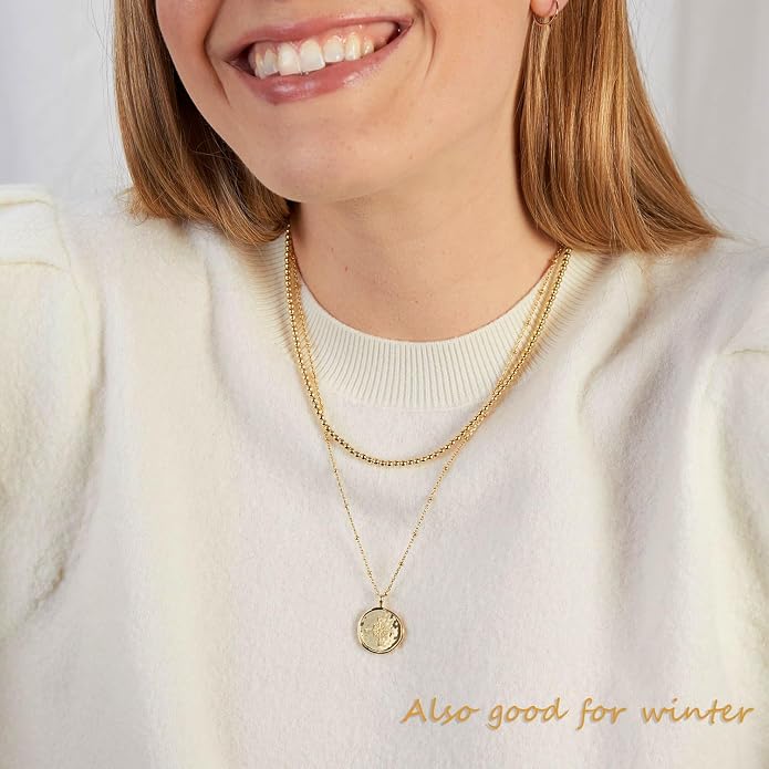 Natural Freshwater Baroque Pearl Necklace 14K Gold Plated Dainty Choker Necklace for Women Girls Snake Chain/Cuban Link/Paperclip/Ball Beaded Chain/Tennis Chain Fashion Jewelry for Gift
